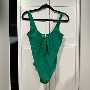 aerie Emerald Green Lace-Up One-Piece Swimsuit